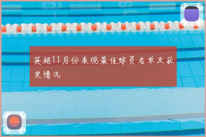 英超11月份表现最佳球员名单及获奖情况